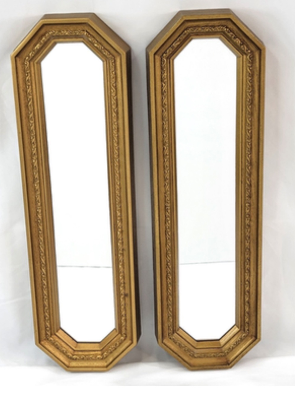 Vintage Mirrors Homco Gold Octagonal-Edge Decorative Gallery Wall Pair 17x5